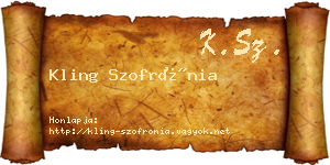 Kling Szofrónia névjegykártya